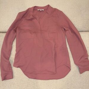 Nine West Pink Long Sleeve Relaxed Blouse
